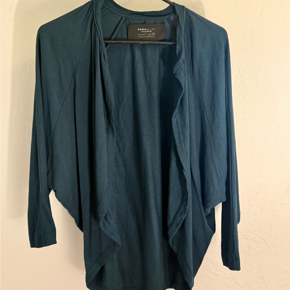 Zara Special Basic T-Shirt Edition Deep Teal Wrap Made in Portugal Size Small